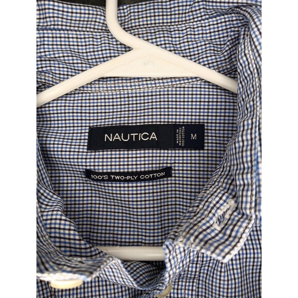 Men's Nautica Medium Button Up Long Sleeve Blue/Multi Collor Check - Picture 4 of 5